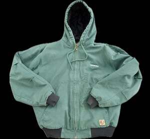 Berne Carhart Style work jacket nicely faded green Large Siemens logo